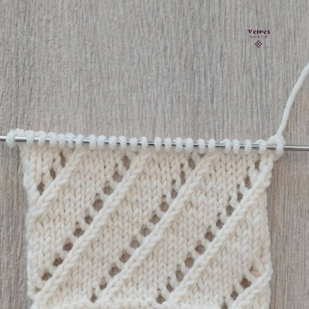 Diagonal Lace Knitting Stitch (Written pattern + video) 2 Diagonal Lace Knitting Stitch