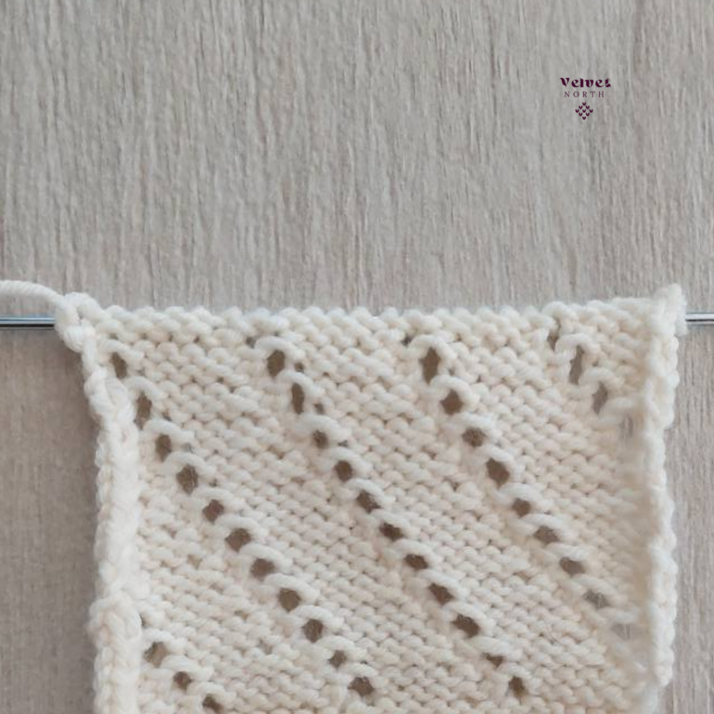 Diagonal Lace Knitting Stitch (Written pattern + video) 3 Diagonal Lace Knitting Stitch Back