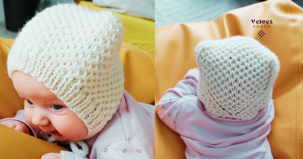 Honeycomb brioche stitch baby bonnet