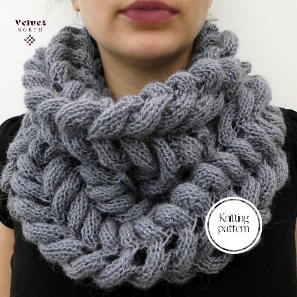 Modern cowl knitting pattern Scarf knitting pattern