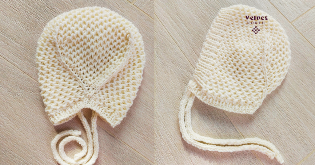 honeycomb brioche stitch baby bonnet back and side