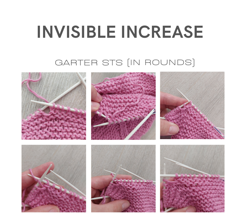 INVISIBLE INCREASE GARTER STS IN ROUND