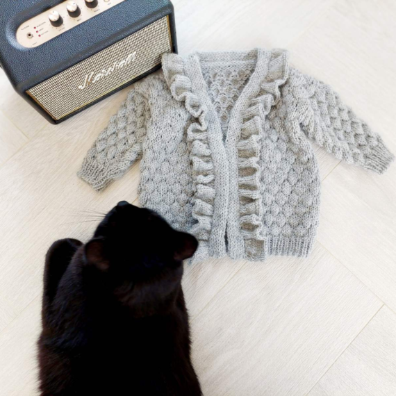 Velvet North baby girl Cairo Cardigan easy knitting pattern